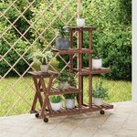 vidaXL Support à fleurs avec roues 95x25x101 cm bois massif de sapin