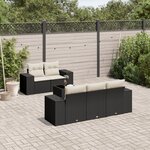 vidaXL Salon de jardin 6 Pièces avec coussins noir résine tressée