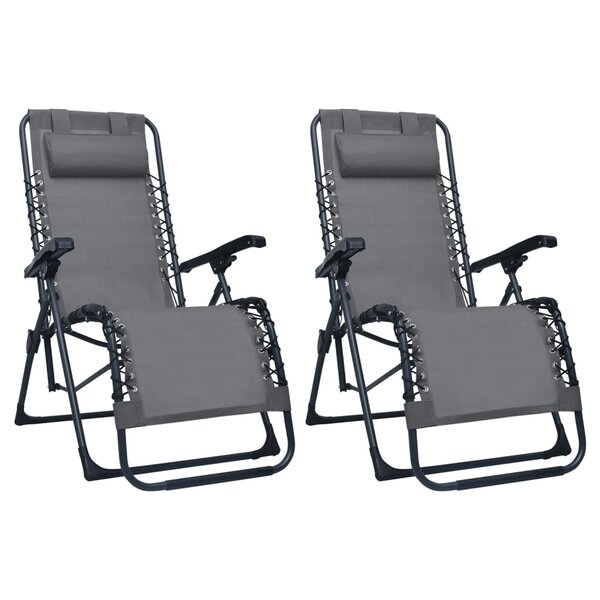 vidaXL Chaises pliables de terrasse lot de 2 Gris Textilène