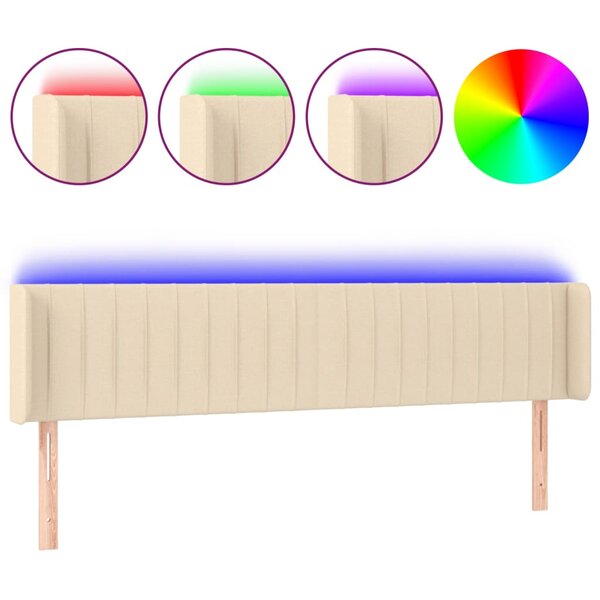vidaXL Tête de lit à LED Crème 203x16x78/88 cm Tissu