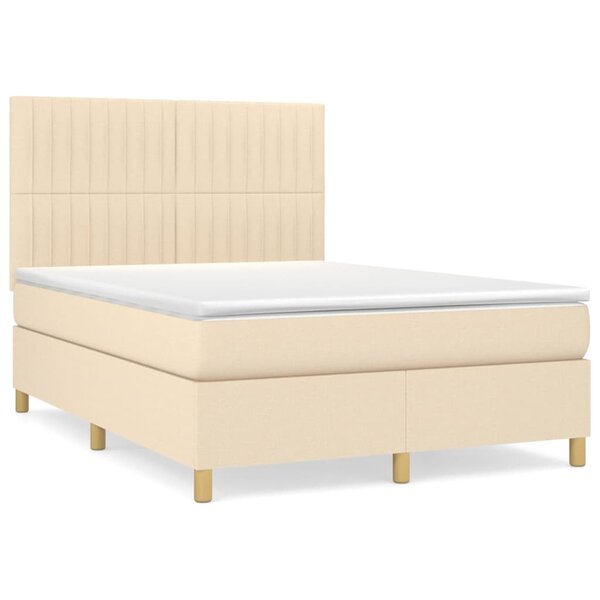 vidaXL Sommier à lattes de lit avec matelas Crème 140x190 cm Tissu