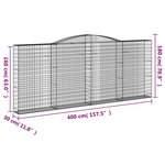 vidaXL Paniers à gabions arqués 7 Pièces 400x30x160/180 cm Fer galvanisé