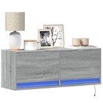 vidaXL Meuble TV mural avec lumières LED sonoma gris 100x31x35 cm