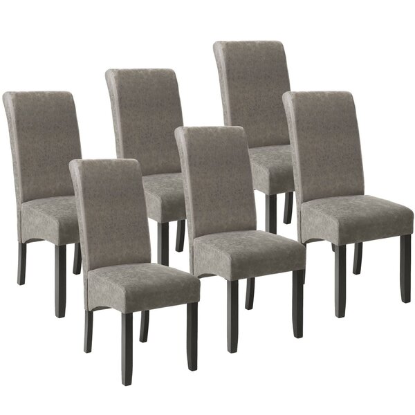 Lot de 6 chaises pieds noir siège de salon cuisine salle à manger design carré élégant gris 08_0000088