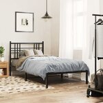 vidaXL Cadre de lit métal sans matelas avec tête de lit noir 90x190 cm