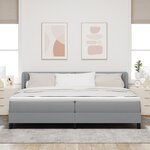 Lit Box Spring vidaXL avec Matelas - Gris clair - 200x200 cm - Tissu