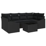 vidaXL Ensemble de salle à manger de jardin 7 pièces avec coussins en poly rotin noir