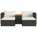 vidaXL Salon de jardin 5 Pièces avec coussins noir résine tressée acacia