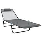 vidaXL Loungeur de soleil pliant avec appui-tête Gris Textilène