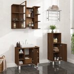 vidaXL Ensemble d'armoires de salle de bain 3 Pièces chêne marron