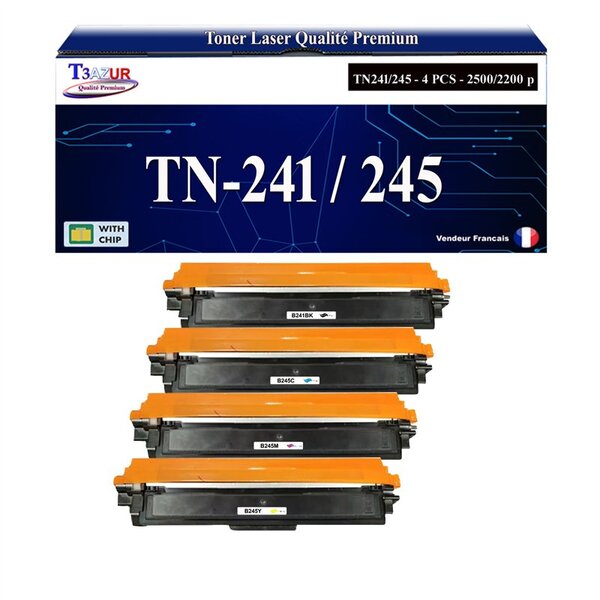 T3AZUR - 4x Toners compatibles avec Brother TN241/ TN245 pour Brother HL-3152CDW  HL3152CDW