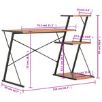 vidaXL Bureau avec étagère Noir et marron 116x50x93 cm