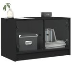 vidaXL Meuble TV avec portes en verre noir 68x37x42 cm