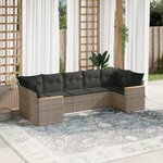 vidaXL Salon de jardin avec coussins 7 Pièces gris résine tressée