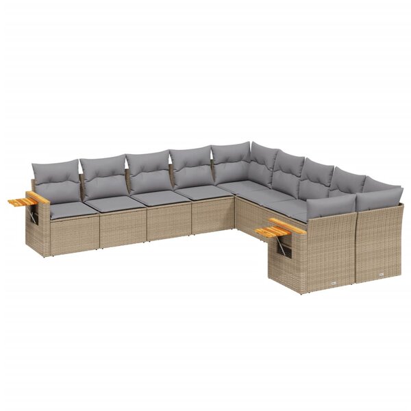 vidaXL Salon de jardin avec coussins 10 Pièces beige résine tressée