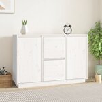 vidaXL Buffet Blanc 111x34x75 cm Bois massif de pin
