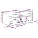 vidaXL Meuble TV avec lumières LED noir 120x35x40 cm