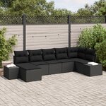 vidaXL Ensemble de canapé de jardin 7 pièces avec coussins en poly rattan noir