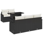 Ensemble de Canapés de Jardin vidaXL 6 Pièces avec Coussins Noir Poly Rattan