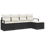 Ensemble de canapé de jardin 5 pièces avec coussins Noir Poly Rattan