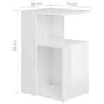 vidaXL Table d'appoint Blanc brillant 36x30x56 cm Bois d’ingénierie