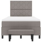 vidaXL Lit à Ressorts avec Matelas et Banc Gris 120x190 cm Tissu