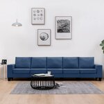 vidaXL Canapé à 5 places Bleu Tissu