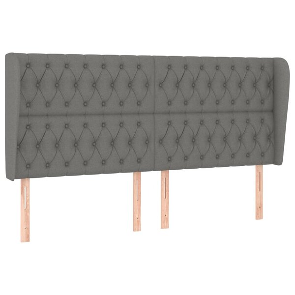 vidaXL Tête de lit avec oreilles Gris foncé 183x23x118/128 cm Tissu