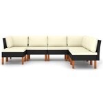 Salon de jardin meuble d'extérieur ensemble de mobilier 7 pièces avec coussins résine tressée noir 02_0017317