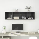 vidaXL Meuble TV mural Gris 37x37x142 5 cm Bois d’ingénierie