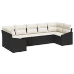 vidaXL Ensemble de salle à manger de jardin de 7 pièces avec coussins en poly rattan noir