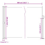 vidaXL Auvent latéral rétractable noir 180x300 cm