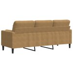 vidaXL Canapé 3 places avec oreillers décoratifs marron 180 cm velours