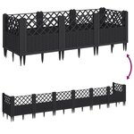 vidaXL Jardinière avec piquets noir 123 5x43 5x43 5 cm PP