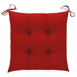 vidaXL Chaises de jardin et coussins rouge lot de 4 Bois teck massif