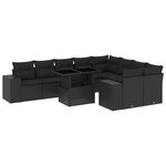 vidaXL Salon de jardin 10 Pièces avec coussins noir résine tressée