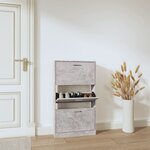 vidaXL Armoire à chaussures Gris béton 59x17x108 cm Bois d'ingénierie