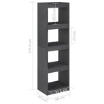 vidaXL Bibliothèque/Séparateur de pièce Gris 40x30x135 5 cm Pin massif