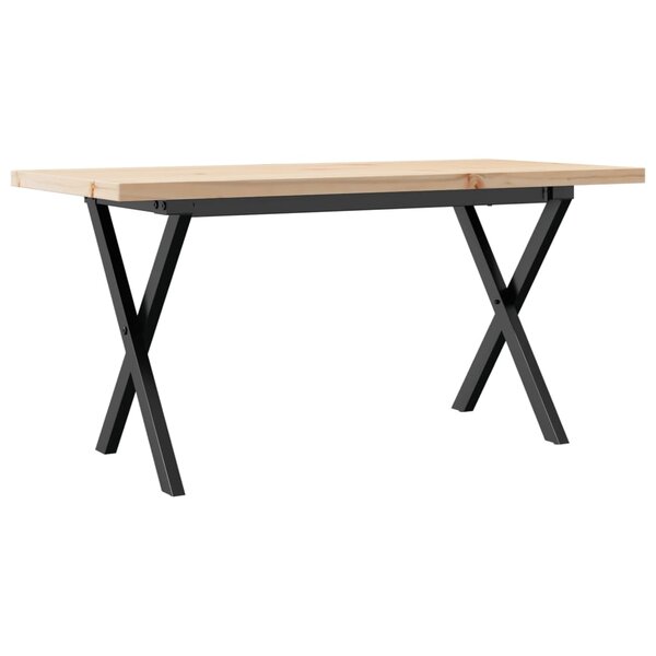vidaXL Table basse cadre en X 90x40x45 5cm bois de pin massif et fonte