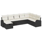 Ensemble de Canapé de Jardin vidaXL 8 Pièces avec Coussins en Rattan Poly Noir