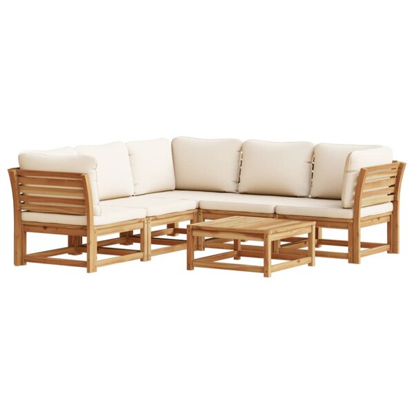 vidaXL Salon de jardin 6 Pièces avec coussins bois d'acacia solide