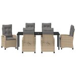 vidaXL Set de salle à manger de jardin 7 pièces avec coussins beige en rattan poly