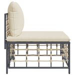 vidaXL Canapé central de jardin avec coussin beige résine tressée