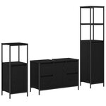 Ensemble de meubles de salle de bain 3 pièces vidaXL - Chêne noir en bois d'ingénierie