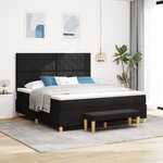 vidaXL Lit à ressorts avec matelas et banc noir 180x200 cm tissu