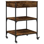 vidaXL Chariot de cuisine chêne fumé 60x48x89 5 cm bois d'ingénierie