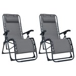 vidaXL Chaises pliables de terrasse lot de 2 Gris Textilène