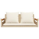 vidaXL Balancelle avec coussins beige 109x62x40 cm résine tressée