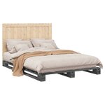 vidaXL Cadre de lit avec tête de lit gris 140x200 cm bois pin massif