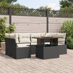 vidaXL Ensemble de 7 Pièces de Canapé de Jardin avec Coussins Noir Rattan Poly Acacia